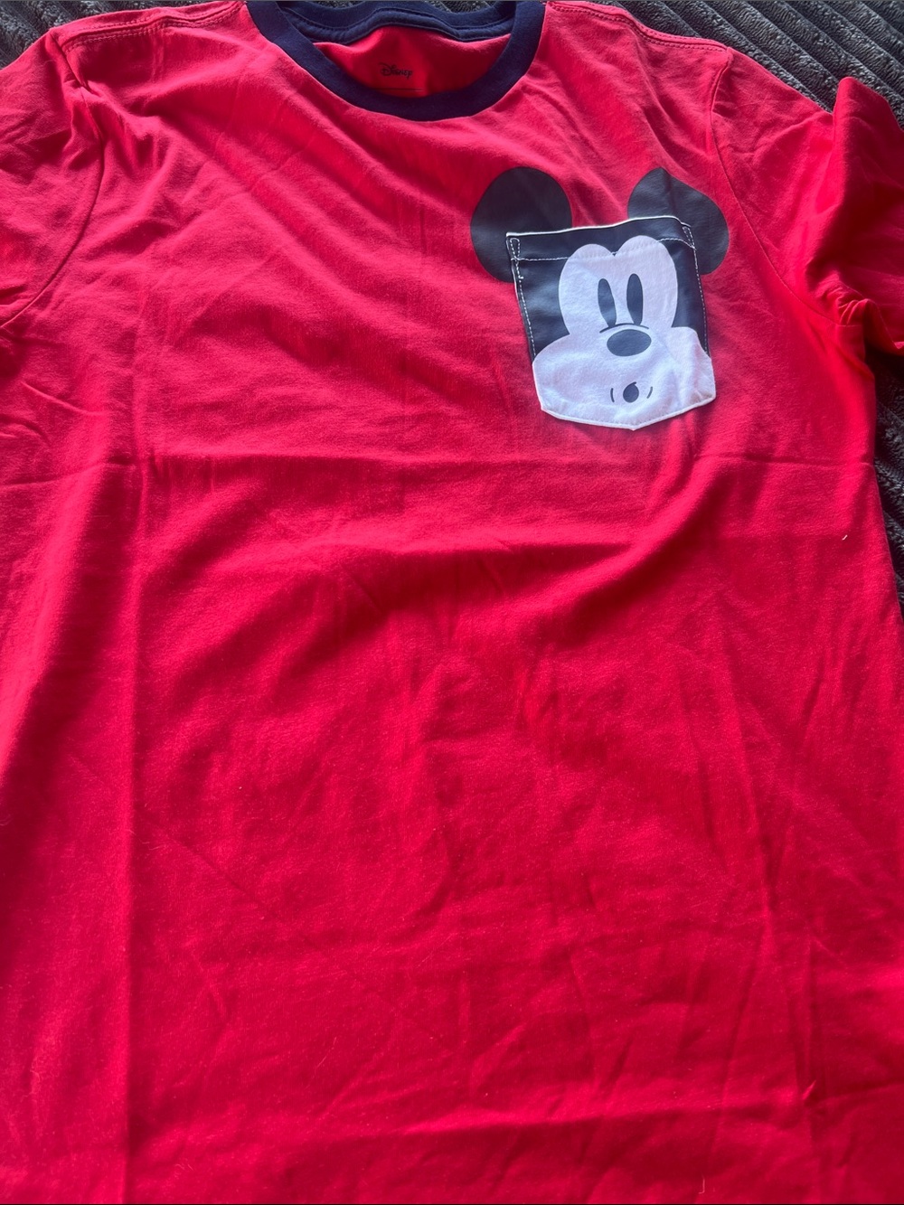 Disney Red Short-Sleeve Tee with Mickey Pocket and Navy Trim NWOT Bundle tees